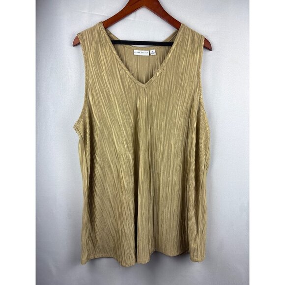 Susan Graver Womens XL Gold Textured Sleeveless Top - Picture 2 of 5